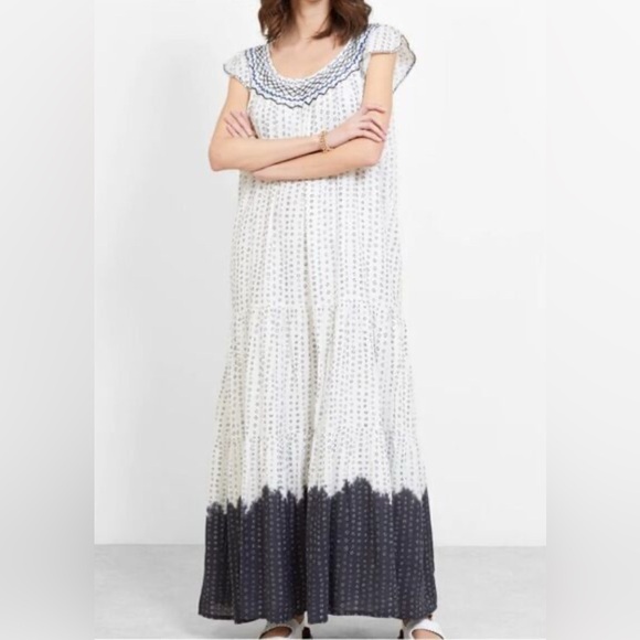 Apiece Apart Aborsano White and Black Patterned Maxi Dress